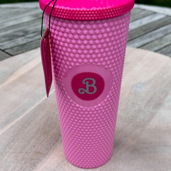 Barbie The Movie Pink Studded Tumbler Cup & Straw NIB Exclusive Acrylic Travel - Picture 13 of 13